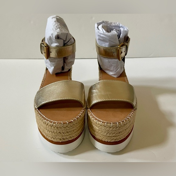 SEE BY CHLOE Lamb Glyn Platform Espadrille Size 10 Light Gold *NEW - Picture 10 of 12
